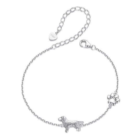 "Golden Retriever Love" 925 Sterling Silver Bracelet