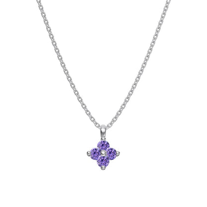 "Birthstone Clover" 925 Sterling Silver Four-Leaf Pendant Necklace