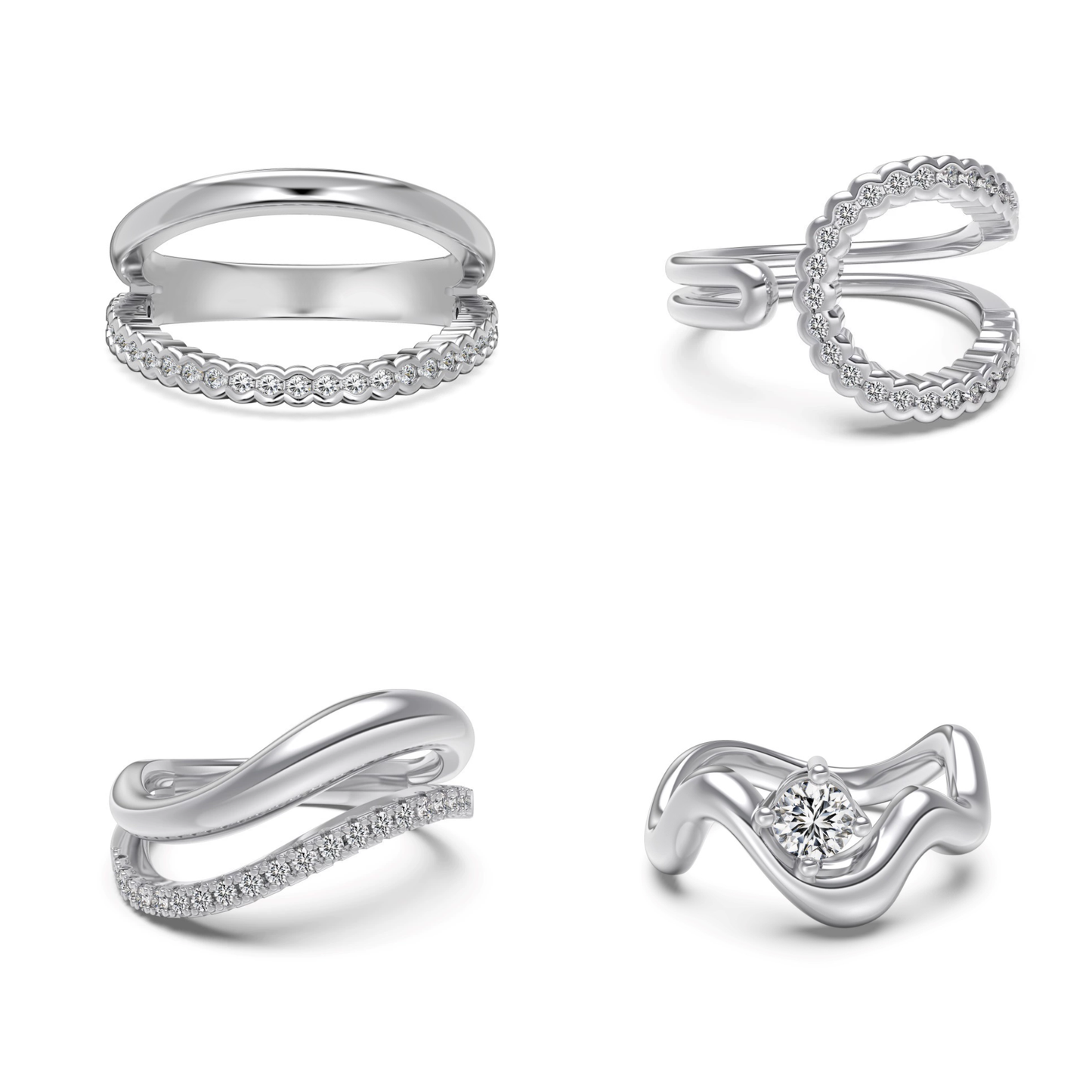 “Lumière Line” S925 Sterling Silver Irregular Line Stackable Ring