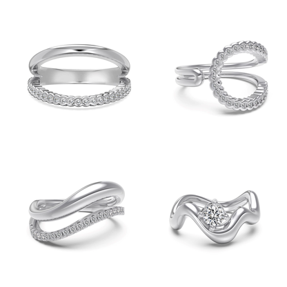 “Lumière Line” S925 Sterling Silver Irregular Line Stackable Ring