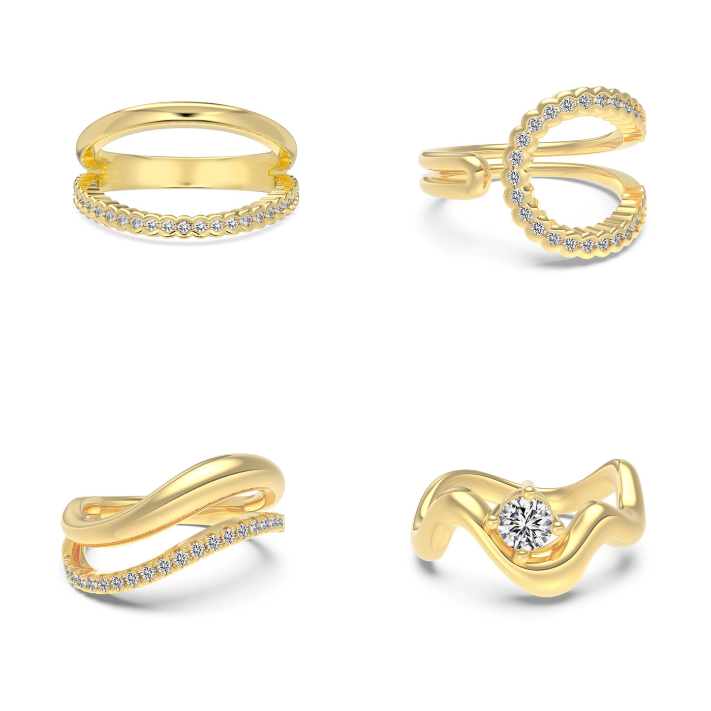 “Lumière Line” S925 Sterling Silver Irregular Line Stackable Ring