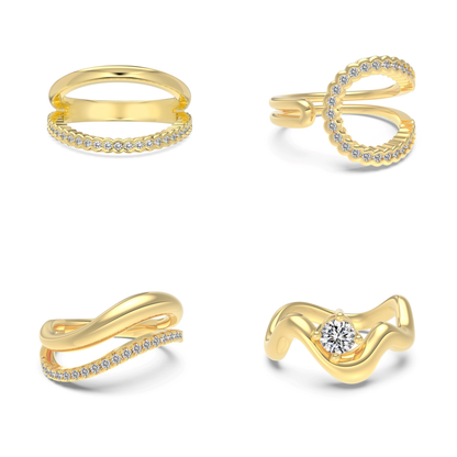 “Lumière Line” S925 Sterling Silver Irregular Line Stackable Ring