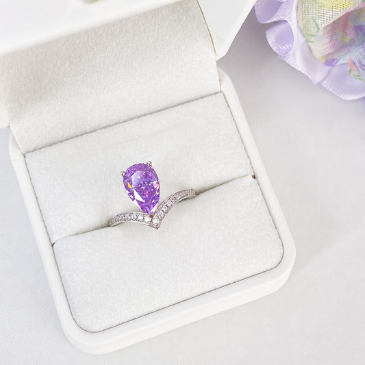"Luminous Teardrop" 925 Sterling Silver Pear-Cut Ring