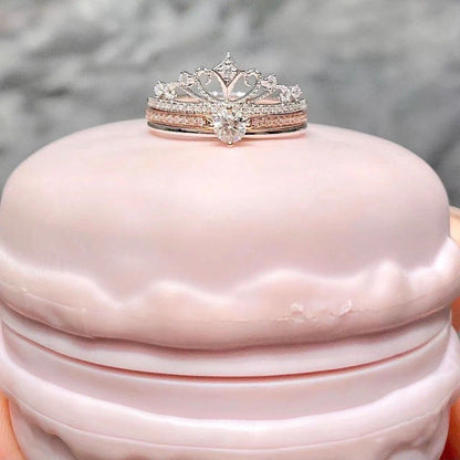 Castle Empress 925 Sterling Silber Moissanit Ring Set – Kronendesign 