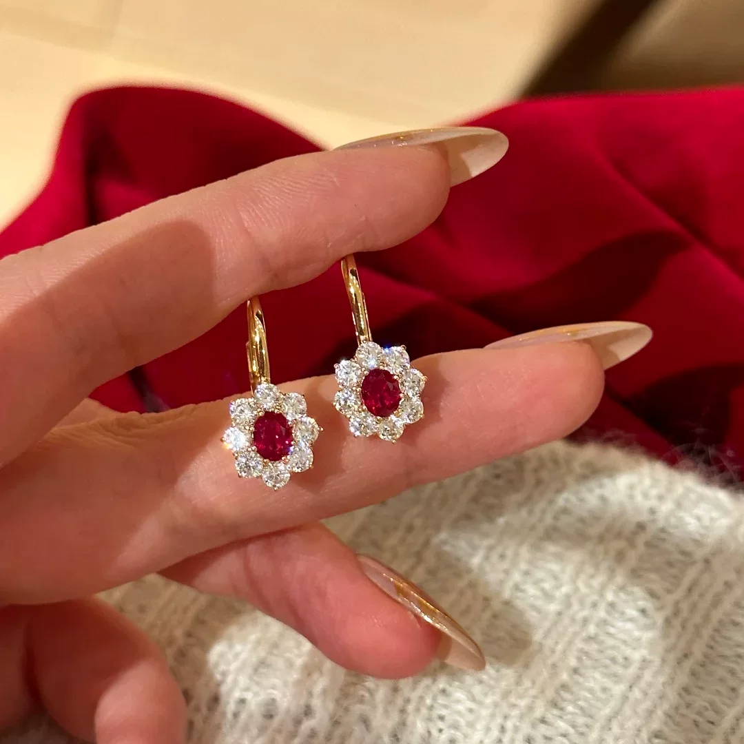 “Ruby Soleil” S925 Sterling Silver Ruby Floral Jewelry Set