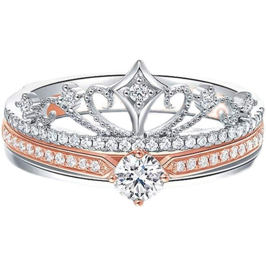 Castle Empress 925 Sterling Silber Moissanit Ring Set – Kronendesign 
