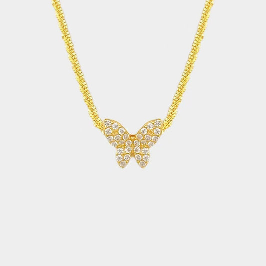 “Starlit Papillon” S925 Sterling Silver Butterfly Necklace