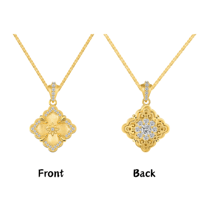 "Gilded Bloom" 925 Sterling Silver Filigree Clover Necklace & Ring Set
