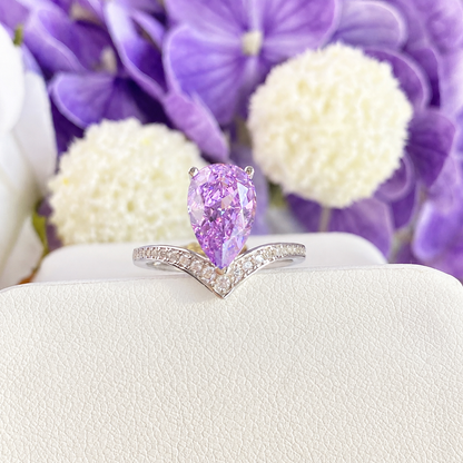 "Luminous Teardrop" 925 Sterling Silver Pear-Cut Ring