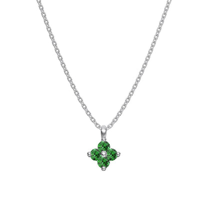 "Birthstone Clover" 925 Sterling Silver Four-Leaf Pendant Necklace