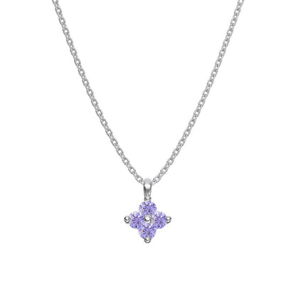 "Birthstone Clover" 925 Sterling Silver Four-Leaf Pendant Necklace