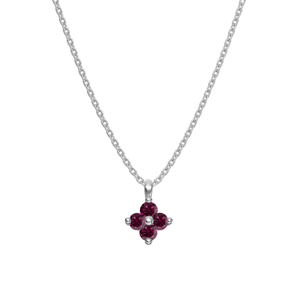 "Birthstone Clover" 925 Sterling Silver Four-Leaf Pendant Necklace