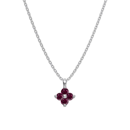 "Birthstone Clover" 925 Sterling Silver Four-Leaf Pendant Necklace