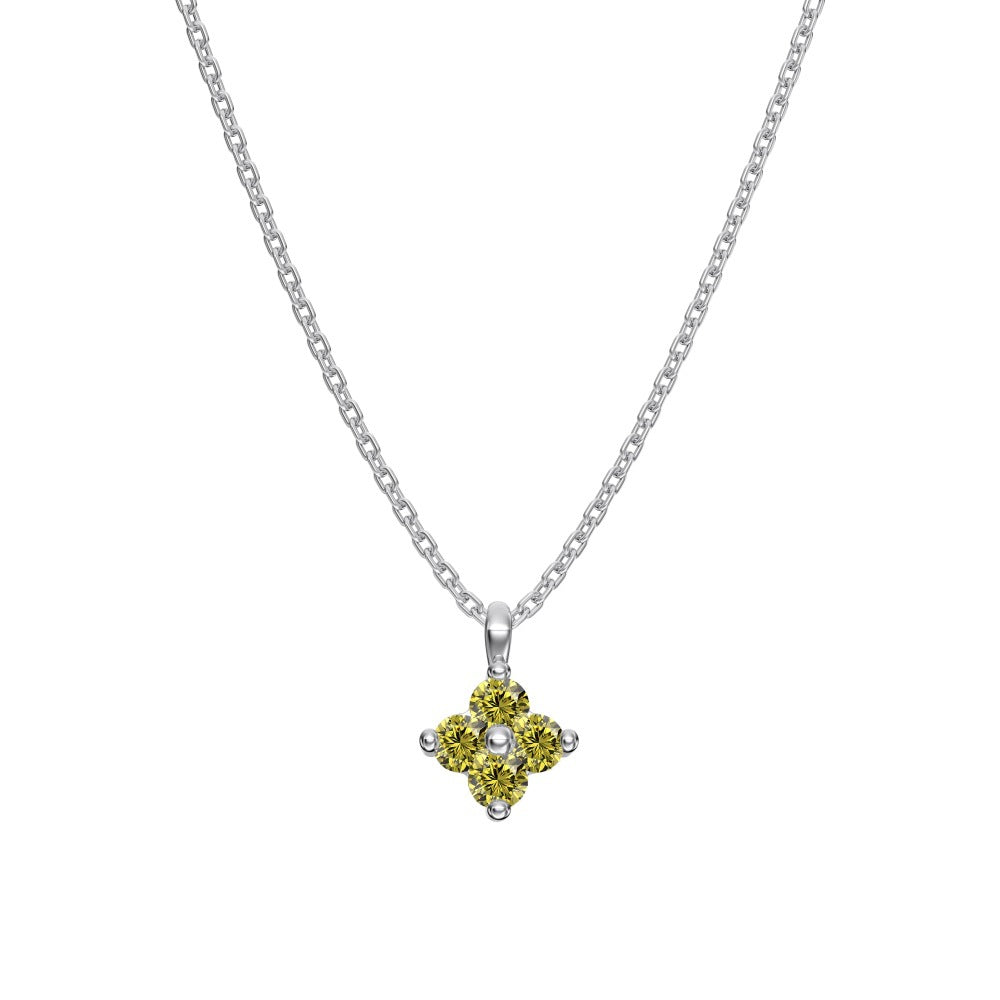 "Birthstone Clover" 925 Sterling Silver Four-Leaf Pendant Necklace