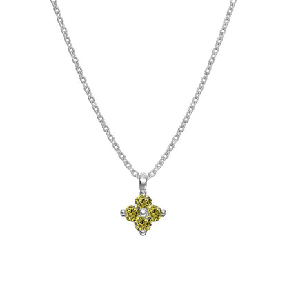 "Birthstone Clover" 925 Sterling Silver Four-Leaf Pendant Necklace