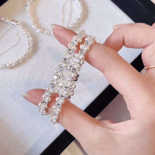 輝くパール925シルバーメッキブレスレット - ホワイト、繊細なデザイン