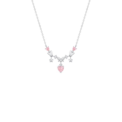 "Sweetheart Party" 925 Sterling Silver Bow Necklace