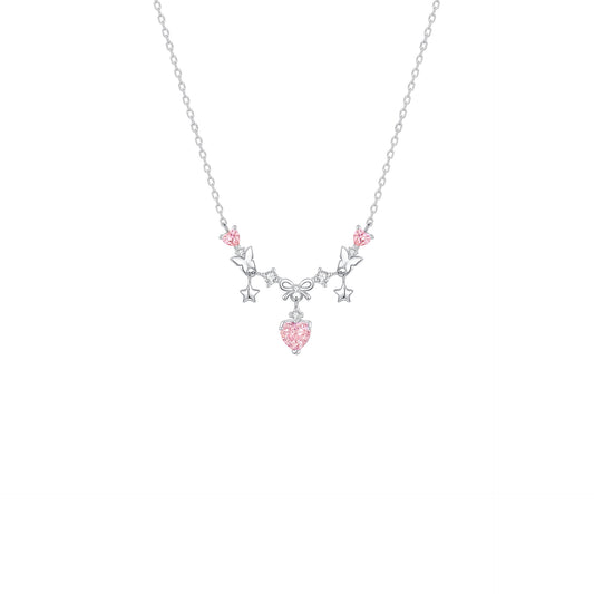 "Sweetheart Party" 925 Sterling Silver Bow Necklace