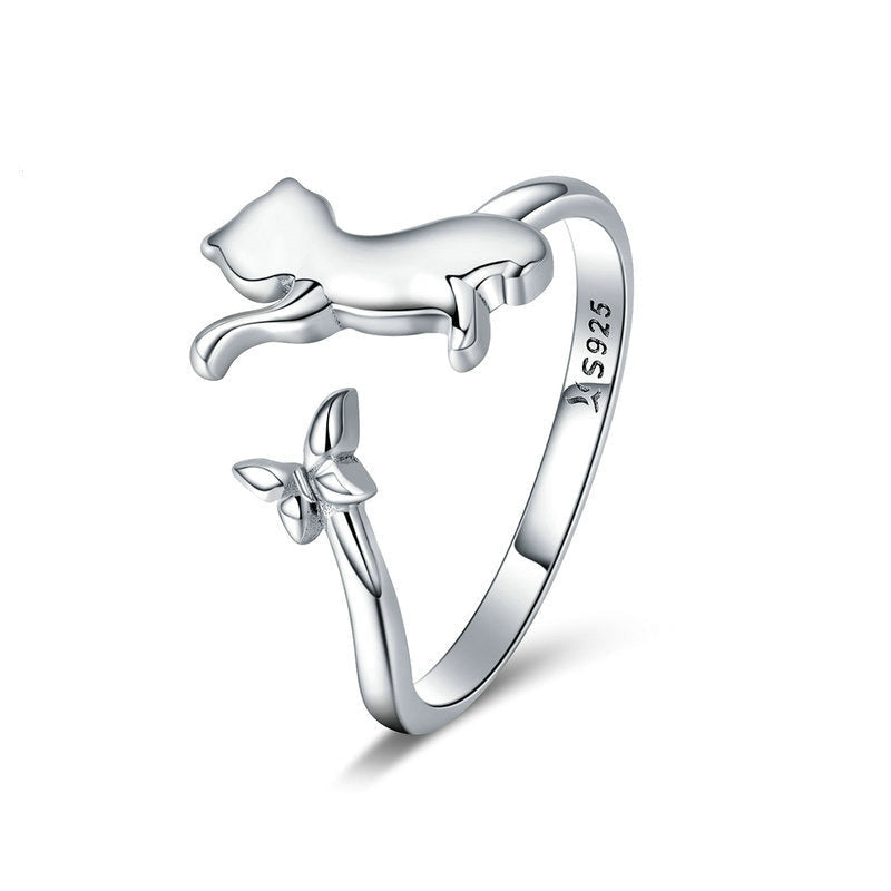 “Companion Cat” S925 Sterling Silver Cat Open Ring