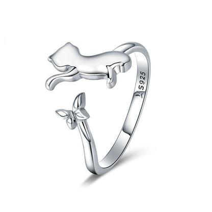“Companion Cat” S925 Sterling Silver Cat Open Ring