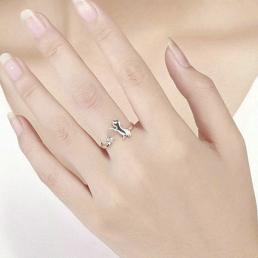 “Companion Cat” S925 Sterling Silver Cat Open Ring