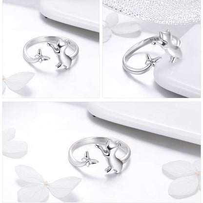 “Companion Cat” S925 Sterling Silver Cat Open Ring