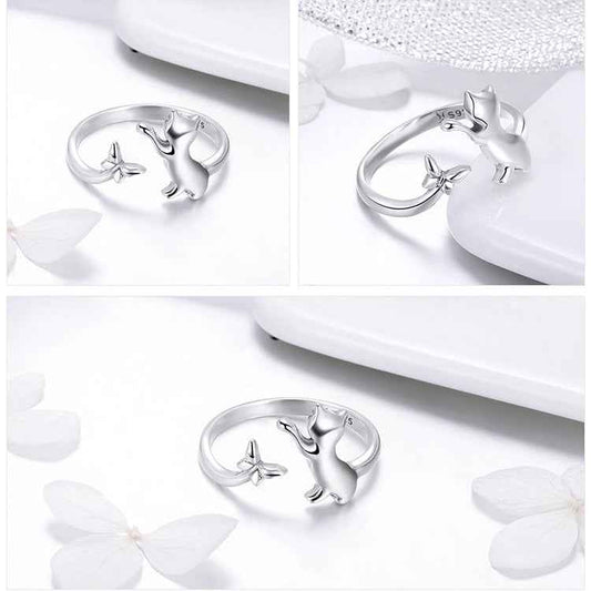 “Companion Cat” S925 Sterling Silver Cat Open Ring