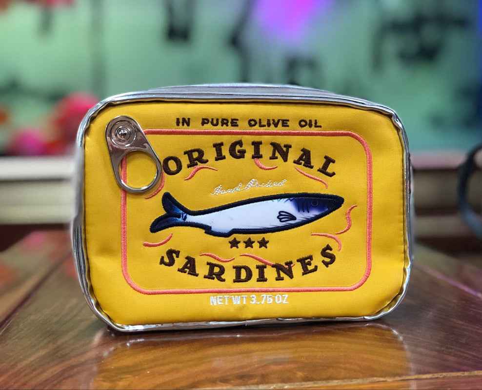 Sardine Tin Cosmetic Bag – Large Capacity Novelty PU Leather Makeup Pouch
