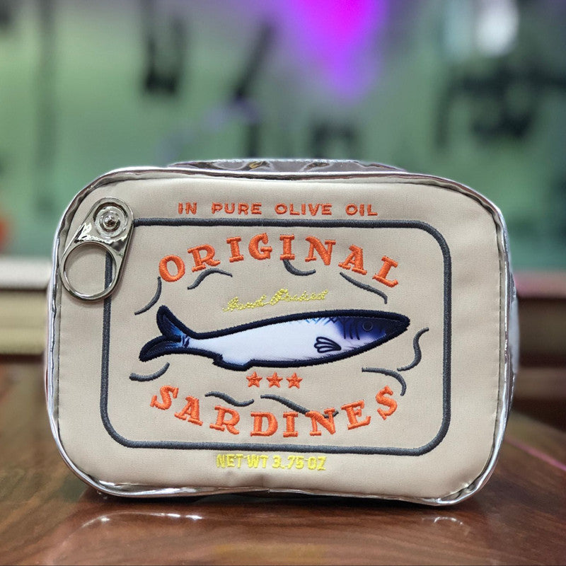 Sardine Tin Cosmetic Bag – Large Capacity Novelty PU Leather Makeup Pouch