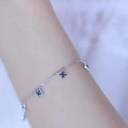 「ラッキークローバーガーデン」スターリングシルバージェムストーンブレスレット