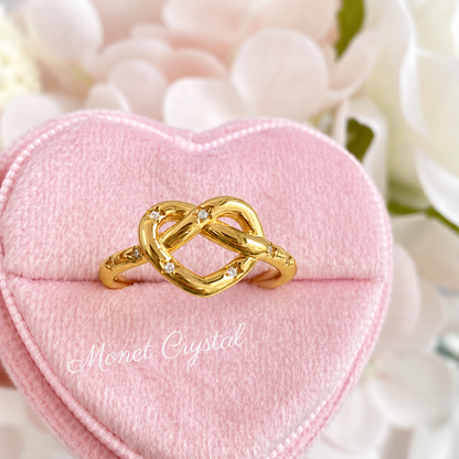 “Always Us” S925 Sterling Silver Intertwined Heart Adjustable Ring
