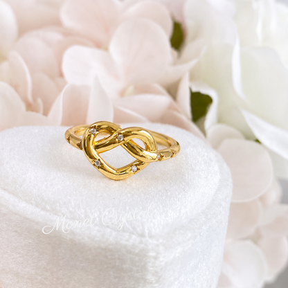 “Always Us” S925 Sterling Silver Intertwined Heart Adjustable Ring