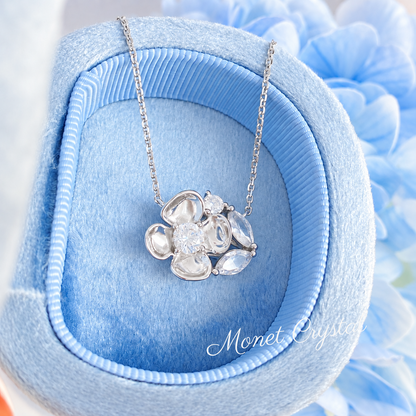 “April Letter” S925 Sterling Silver Zircon Clover Necklace & Ring Set