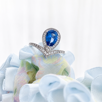 “Aqua Tiara” S925 Sterling Silver 2CT Aquamarine Blue High Carbon Diamond Crown Ring