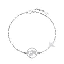 “Around the World” · S925 Sterling Silver Travel Bracelet｜Globe & Airplane Design