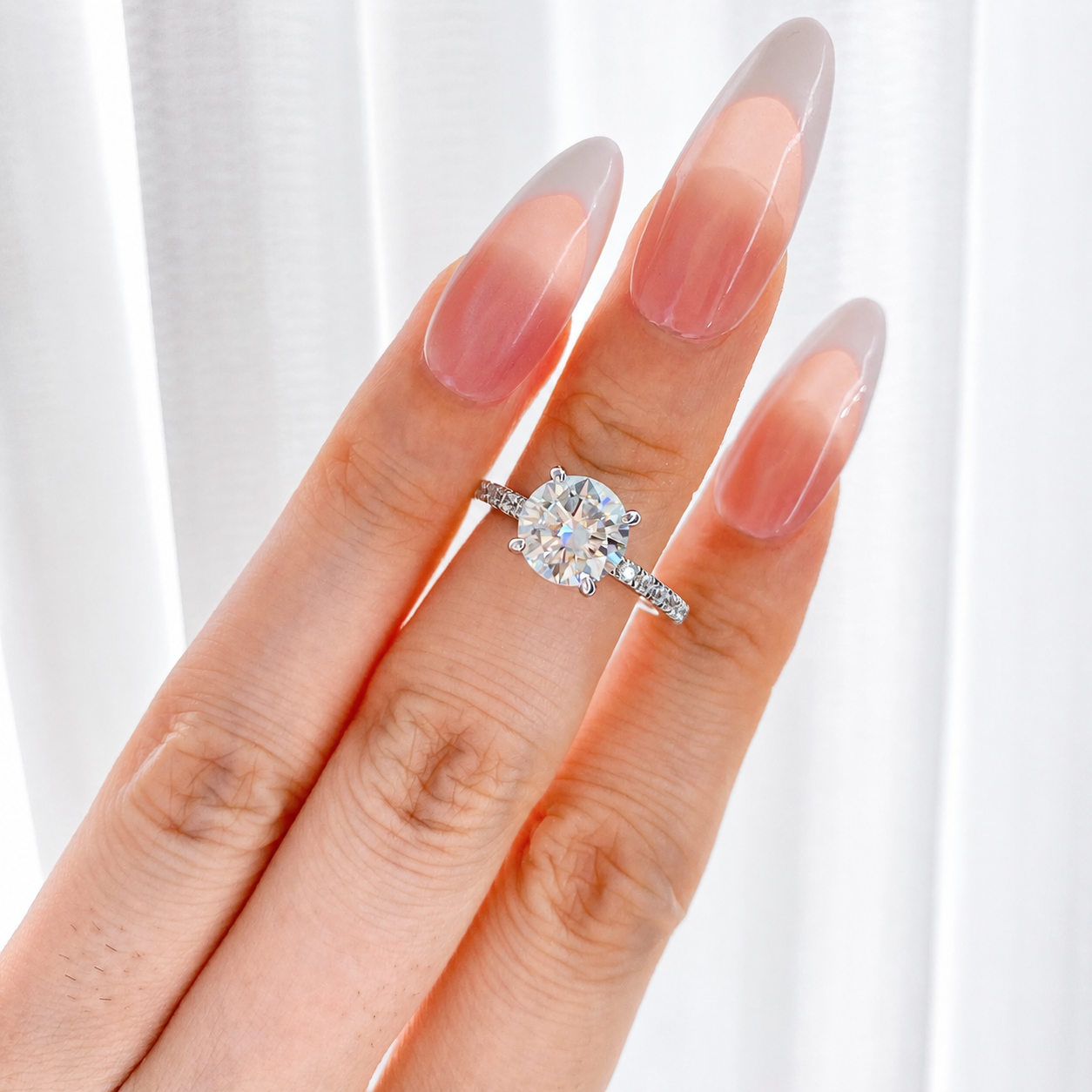 “Aurora Solitaire” Real Gold Plated Brass 2CT D-Color Moissanite Pavé Ring