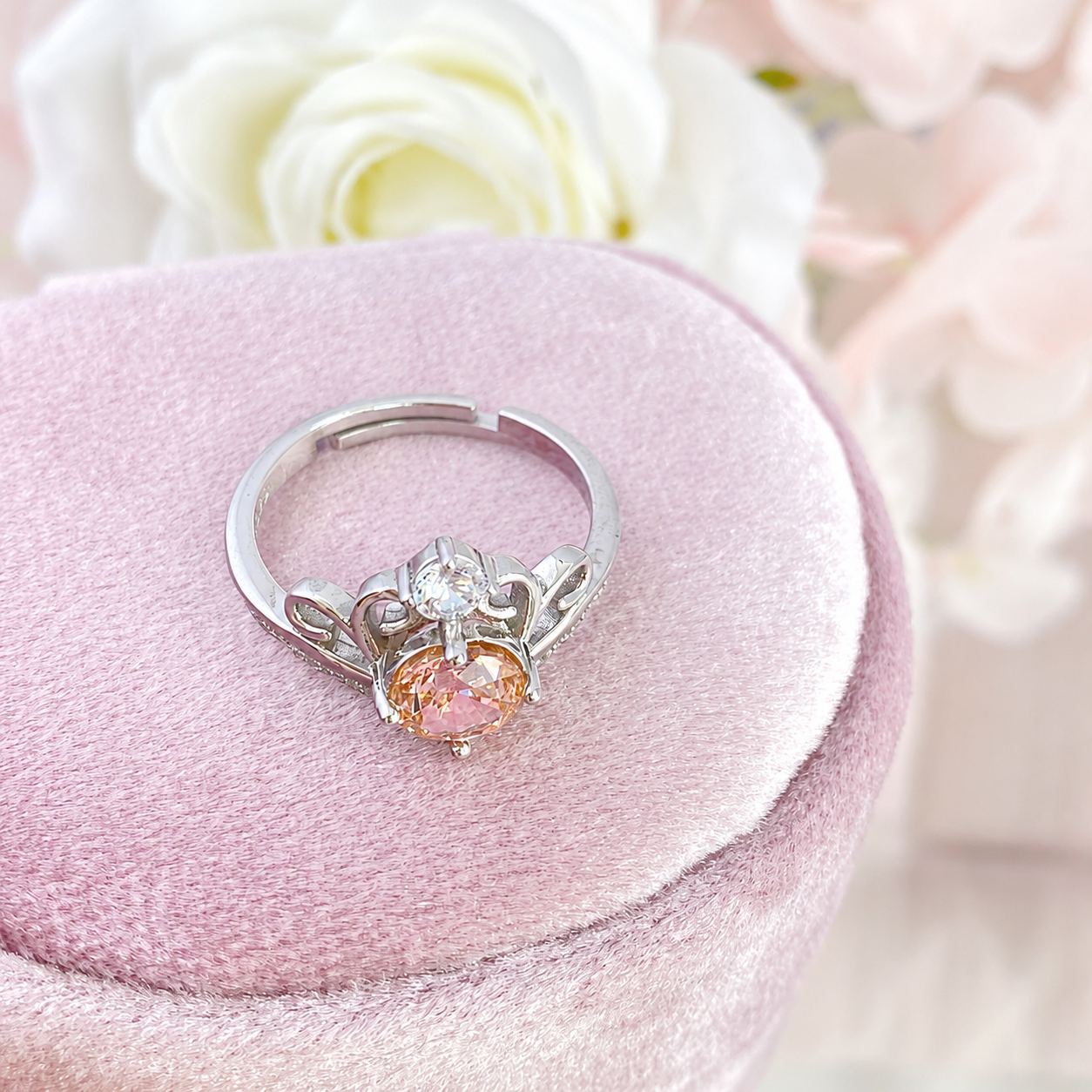 “Aurora Tiara” S925 Sterling Silver Ice-Cut Adjustable Ring