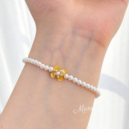 “Autumn Scent” S925 Sterling Silver Osmanthus Pearl Zircon Jewelry Set