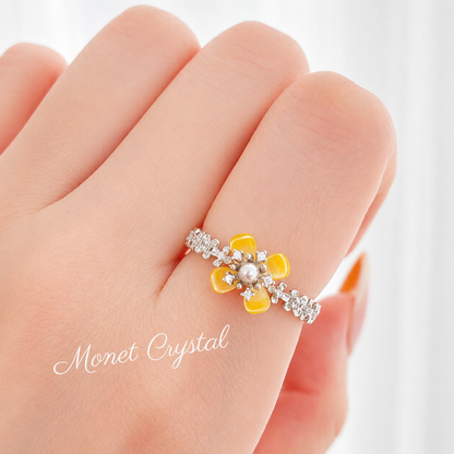 “Autumn Scent” S925 Sterling Silver Osmanthus Pearl Zircon Ring
