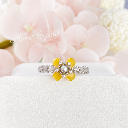 “Autumn Scent” S925 Sterling Silver Osmanthus Pearl Zircon Ring