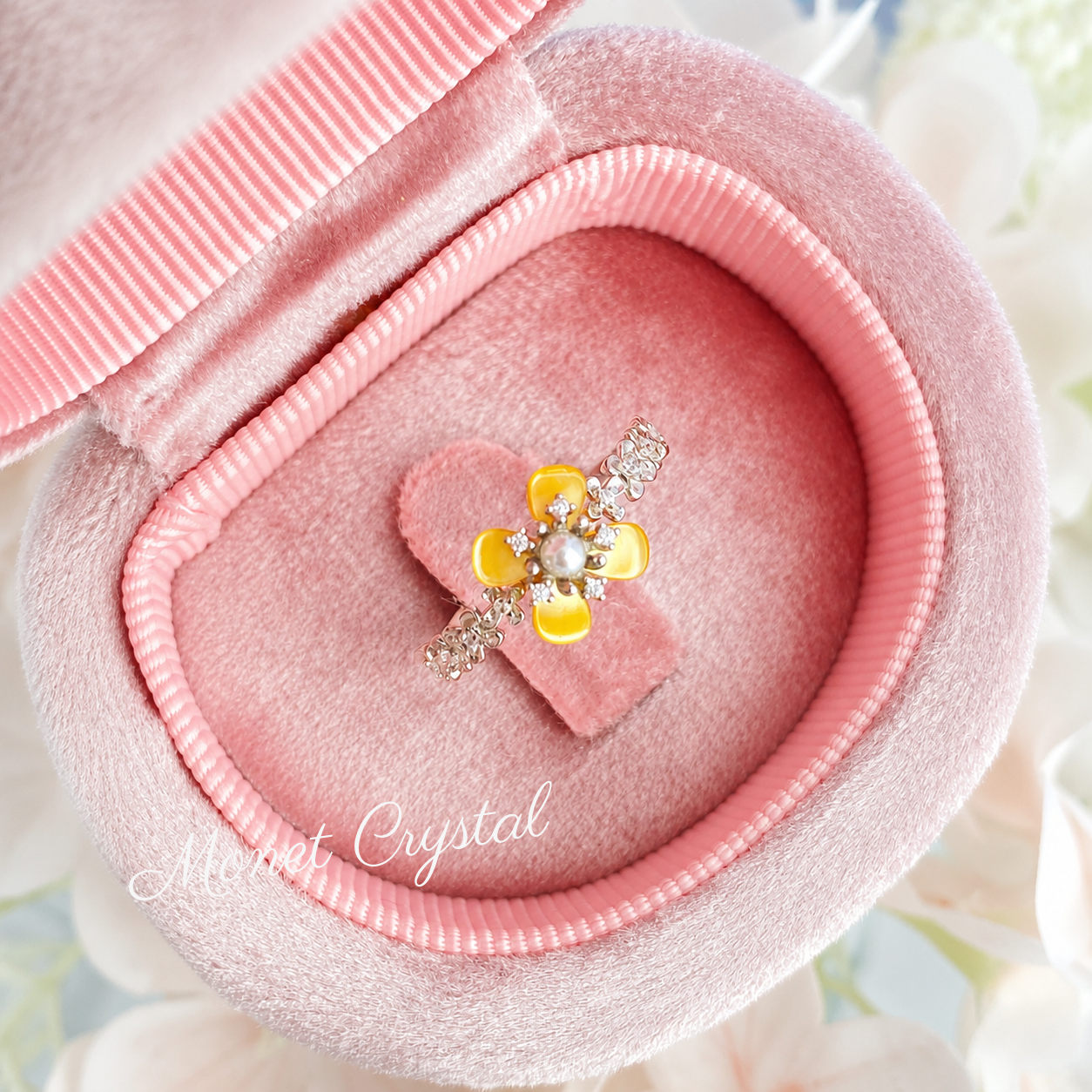 “Autumn Scent” S925 Sterling Silver Osmanthus Pearl Zircon Ring