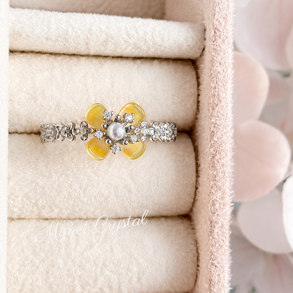 “Autumn Scent” S925 Sterling Silver Osmanthus Pearl Zircon Ring