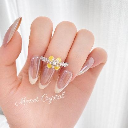 “Autumn Scent” S925 Sterling Silver Osmanthus Pearl Zircon Ring
