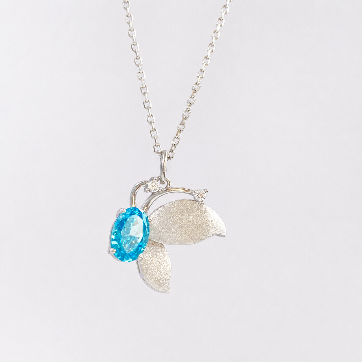 “Azure Flutter” S925 Sterling Silver Blue Butterfly Ring & Necklace Set