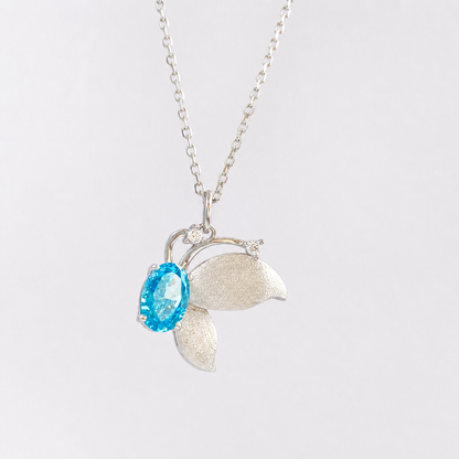 “Azure Flutter” S925 Sterling Silver Blue Butterfly Ring & Necklace Set