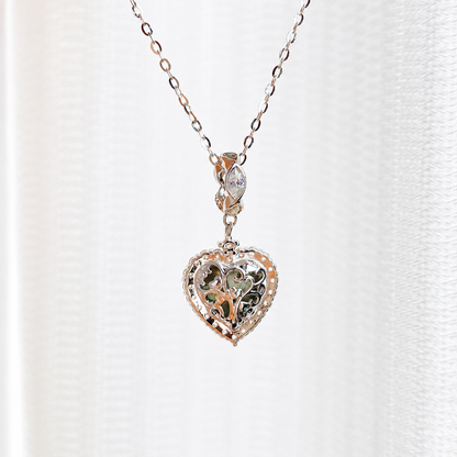 “Azure Heart” S925 Sterling Silver Blue Zircon Heart Necklace