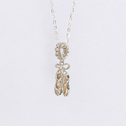 “Ballet Grace” S925 Sterling Silver Ballet Slipper Zircon Charm Necklace