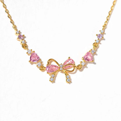"Ballet Whisper" S925 Sterling Silver Pink Bow Bracelet