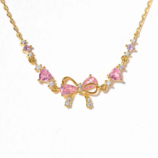 "Ballet Whisper" S925 Sterling Silver Pink Bow Bracelet