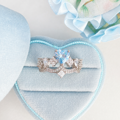 “Blue Chapter” S925 Sterling Silver 1CT Blue Heart Moissanite Ring